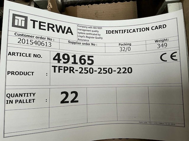 Terwa tfpr-250-250-220 bevestigingsplaat (22x) - afbeelding 8 van  8