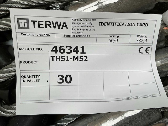 Terwa ths1-m52 hijslus met schroefdraad (30x) - afbeelding 5 van  5