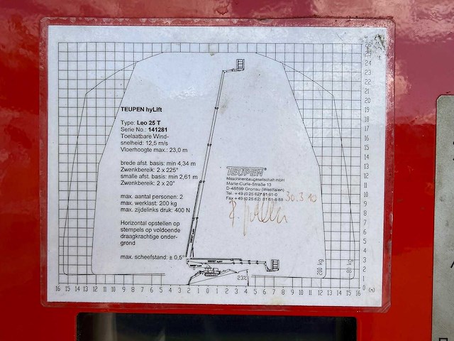 Teupen - 2010 - leo 25t - hoogwerker - afbeelding 10 van  35