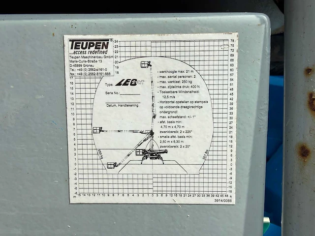 Teupen - 2014 - leo 21 gt - spinhoogwerker - afbeelding 14 van  23