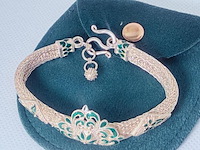 Thais zilveren juweliersarmband met emaille details - afbeelding 2 van  6