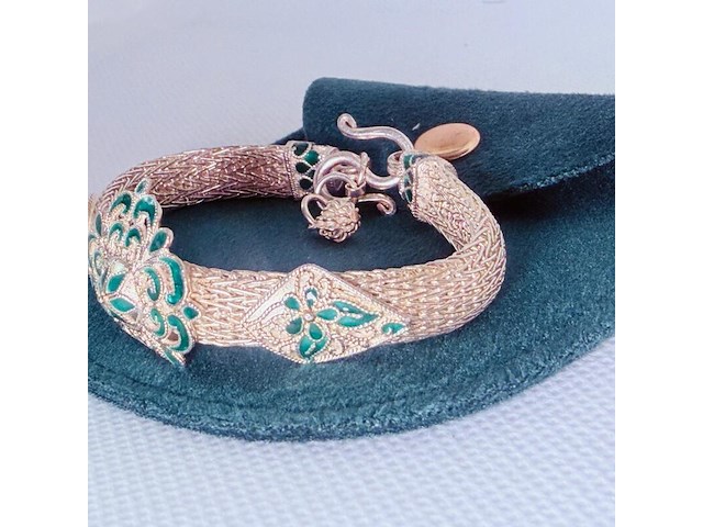 Thais zilveren juweliersarmband met emaille details - afbeelding 3 van  6