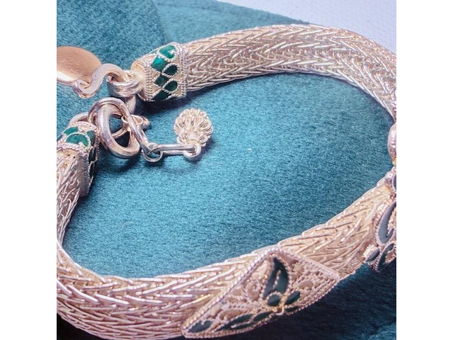 Thais zilveren juweliersarmband met emaille details - afbeelding 5 van  6