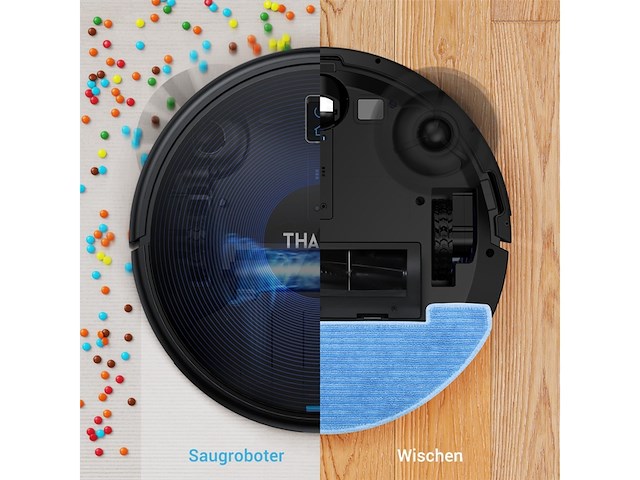 Thamtu g10h robotstofzuiger met dweilfunctie, voor harde vloeren, tapijt, dierenharen blauw - afbeelding 3 van  6