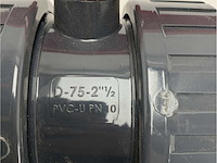 The profec safe d-75-2.5 pvc-u pn 10 ball valve - durable marine-grade pvc valve for reliable water flow control - afbeelding 4 van  4