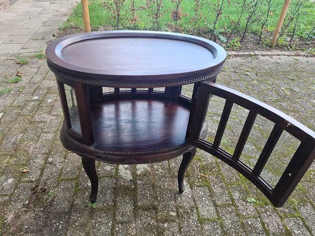 Theekastje compleet met 2 deuren en serveerblad, bruin - afbeelding 5 van  9