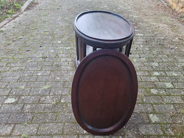 Theekastje compleet met 2 deuren en serveerblad, bruin - afbeelding 7 van  9