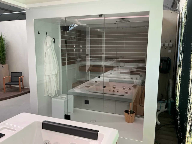 Thermalux alu2 lukki buitensauna met lamellendak - afbeelding 5 van  18