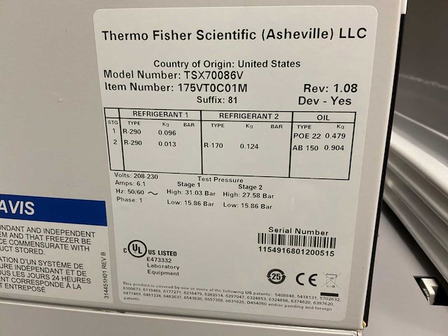 Thermo scientific tsx70086v ult laboratoriumvriezer - afbeelding 3 van  3