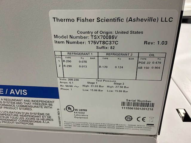 Thermo scientific tsx70086v ult laboratoriumvriezer - afbeelding 5 van  5