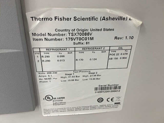 Thermo scientific tsx70086v ult laboratoriumvriezer - afbeelding 6 van  6