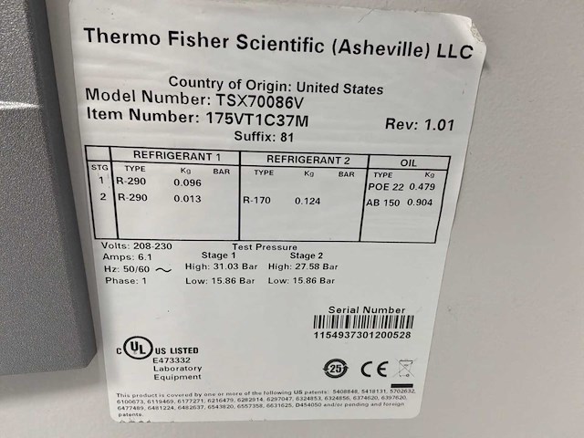 Thermo scientific tsx70086v ult laboratoriumvriezer - afbeelding 5 van  6