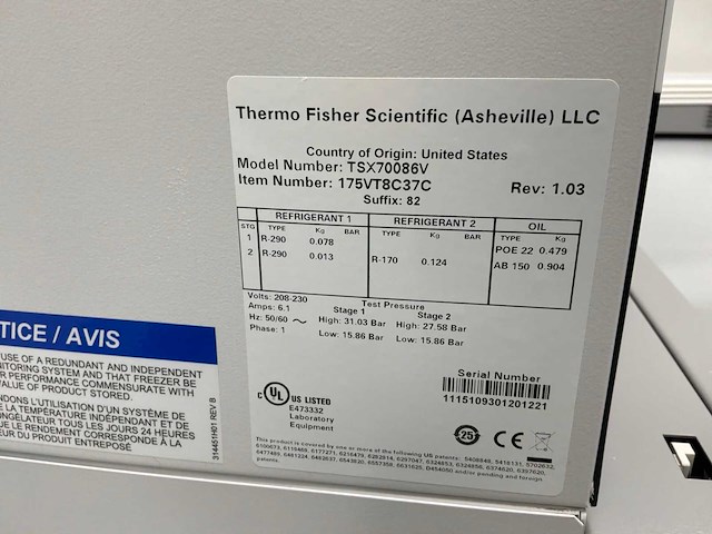 Thermo scientific tsx70086v ult laboratoriumvriezer - afbeelding 7 van  7