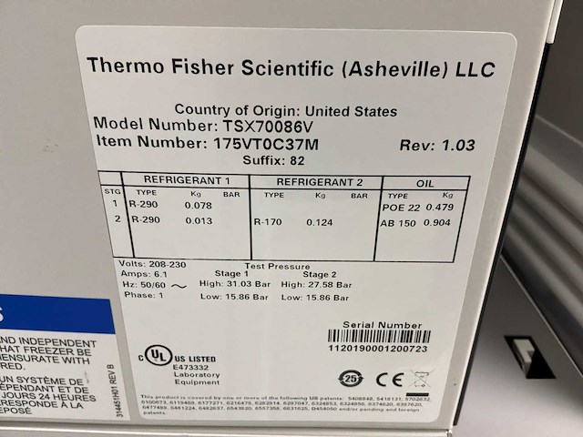 Thermo scientific tsx70086v ult laboratoriumvriezer - afbeelding 3 van  7
