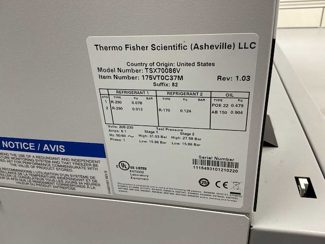 Thermo scientific tsx70086v ult laboratoriumvriezer - afbeelding 4 van  7