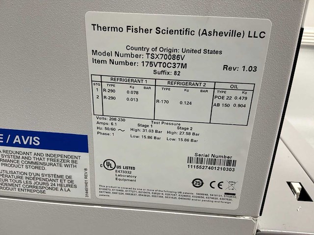 Thermo scientific tsx70086v ult laboratoriumvriezer - afbeelding 4 van  7