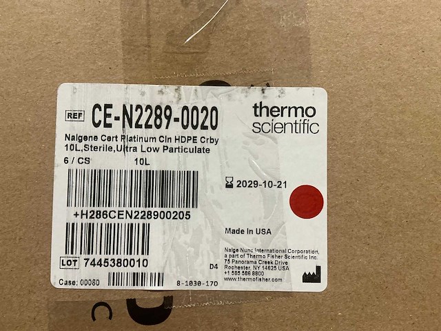 Thermoscientific ce-n2289-0020 fles, 10 l, steriel - afbeelding 4 van  5