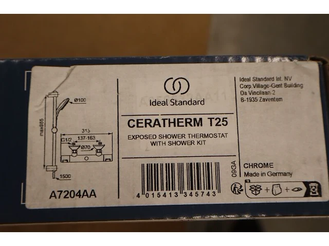 Thermostaatkraan met doucheset ideal standard, ceratherm t25, chroom - afbeelding 2 van  7
