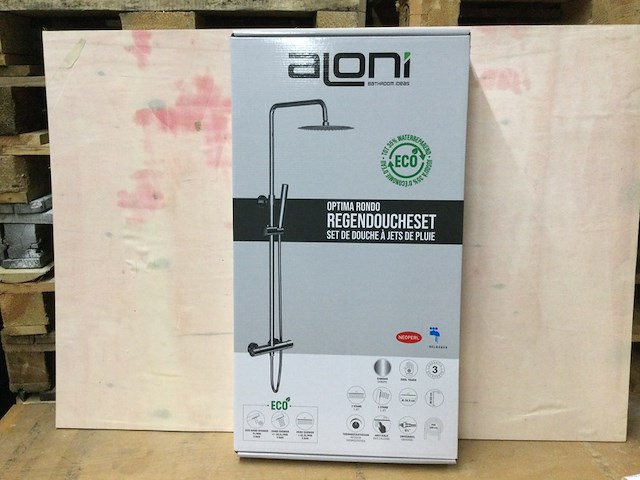 Thermostatische regendoucheset aloni, optima rondo, chroom - afbeelding 1 van  3