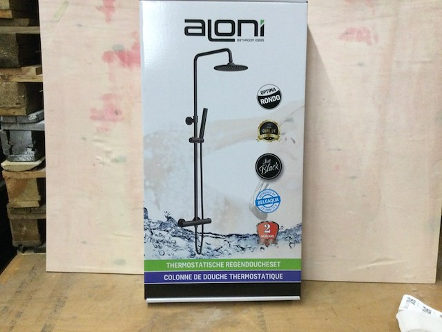 Thermostatische regendoucheset aloni, optima rondo, zwart - afbeelding 1 van  3