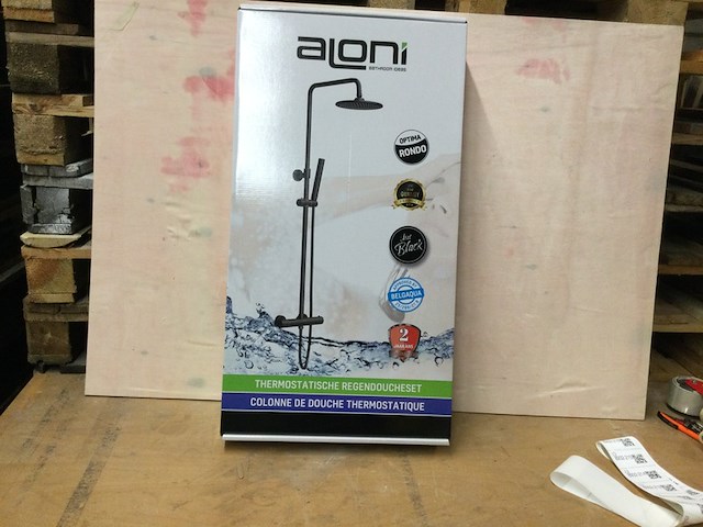 Thermostatische regendoucheset aloni, optima rondo, zwart - afbeelding 1 van  2