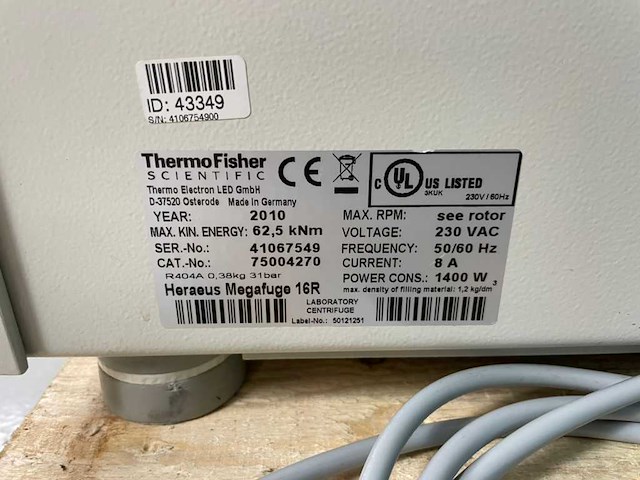 Thermowetenschappelijk - heraeus megafuge 16r - centrifuge - 2010 - afbeelding 6 van  8