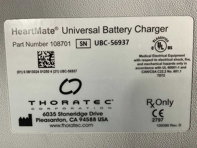 Thoratec - heartmate universele batterij lader - - afbeelding 4 van  4