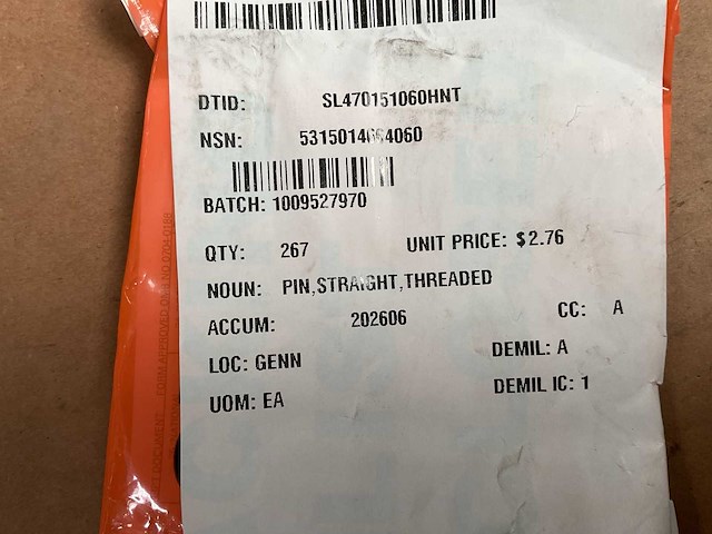 Threaded straight pin (267x) - afbeelding 3 van  5