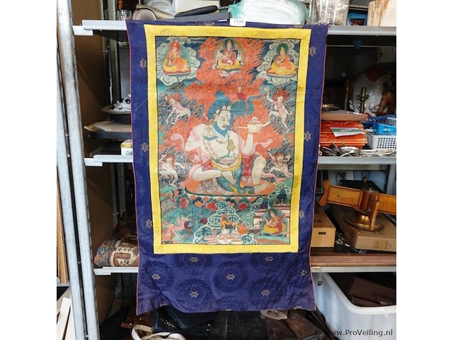 Tibetaanse thangka-schildering op textiel, voorstellend de mahasiddha saraha - afbeelding 1 van  5