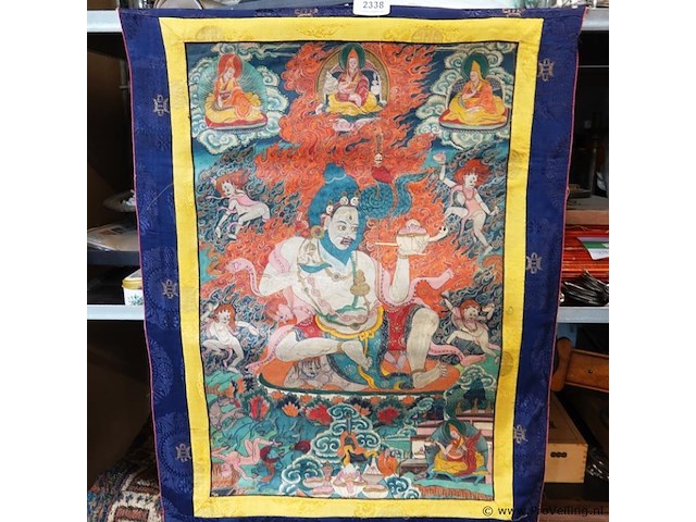 Tibetaanse thangka-schildering op textiel, voorstellend de mahasiddha saraha - afbeelding 2 van  5