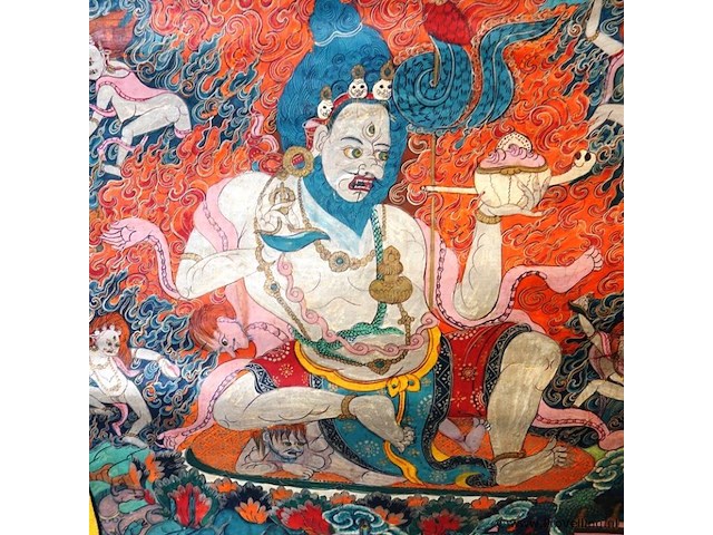 Tibetaanse thangka-schildering op textiel, voorstellend de mahasiddha saraha - afbeelding 3 van  5