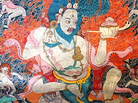 Tibetaanse thangka-schildering op textiel, voorstellend de mahasiddha saraha - afbeelding 3 van  5