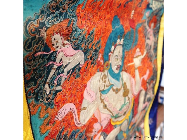 Tibetaanse thangka-schildering op textiel, voorstellend de mahasiddha saraha - afbeelding 4 van  5