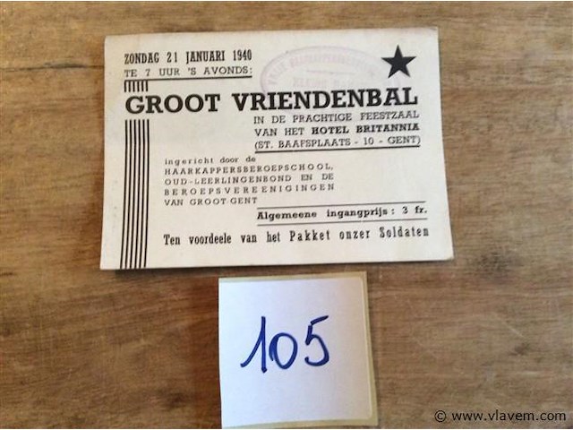 Ticket bal 1940 - afbeelding 1 van  1