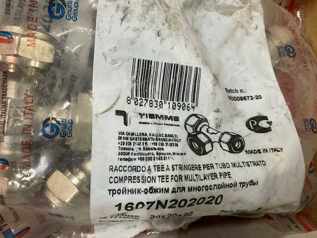 Tiemme t stuk 1607n202020 messing koppeling - afbeelding 2 van  2