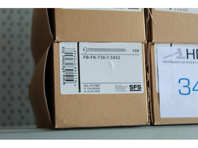 Tien dozen schroeven sfs fb-fk-t30-7,5x62 mm. - afbeelding 2 van  2