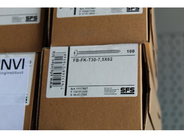 Tien dozen schroeven sfs fb-fk-t30-7,5x62 mm. - afbeelding 2 van  2
