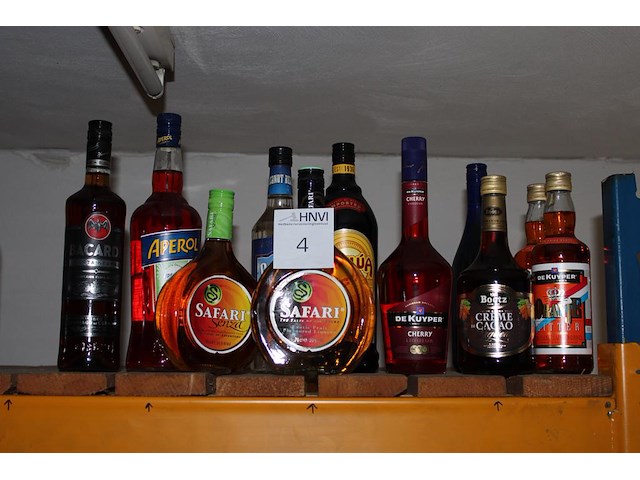 Tien flessen drank w.o. 2x safari, 2x oranjebitter, aperol, bacardi en kahlua. - afbeelding 1 van  5
