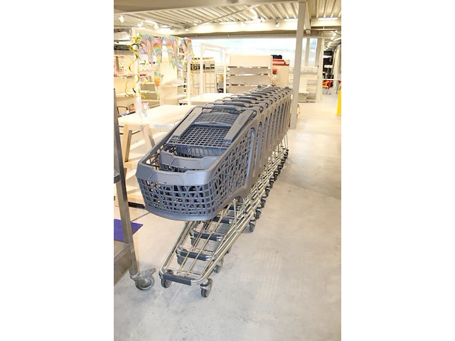 Tien winkelwagens wanzi. inclusief metalen stallingsbeugel met kettingsysteem en twee kinderwinkelwagens. l... - afbeelding 3 van  6