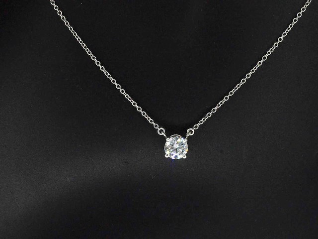 Tiffany & co - platina solitaire halscollier met een natuurlijke diamant - afbeelding 6 van  8