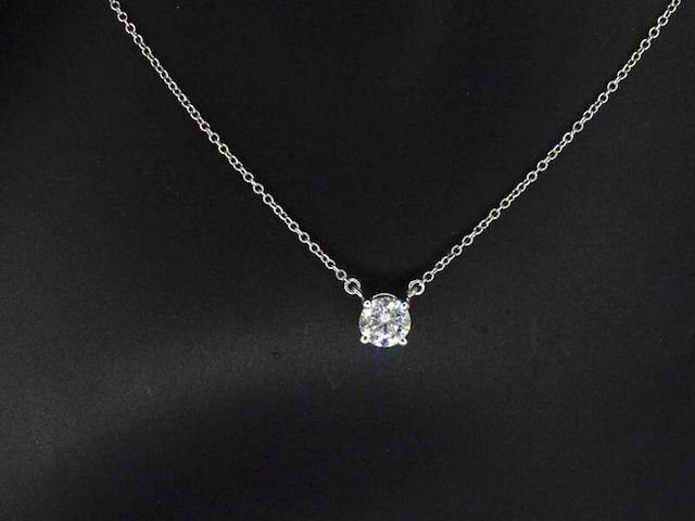 Tiffany & co - platina solitaire halscollier met een natuurlijke diamant - afbeelding 5 van  9