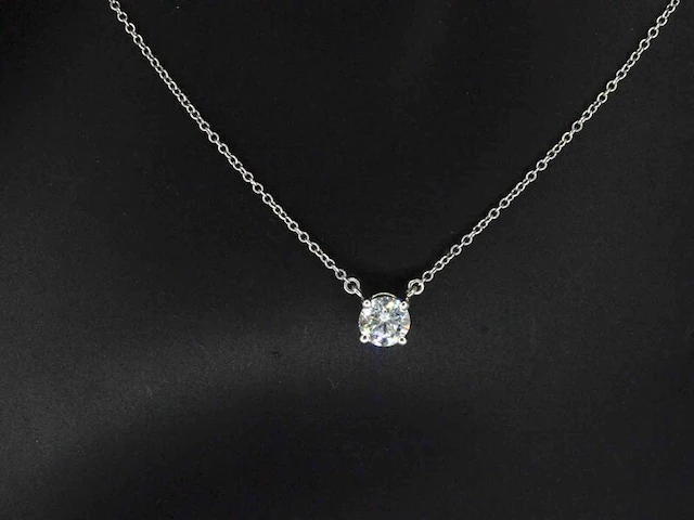Tiffany & co - platina solitaire halscollier met een natuurlijke diamant - afbeelding 5 van  9