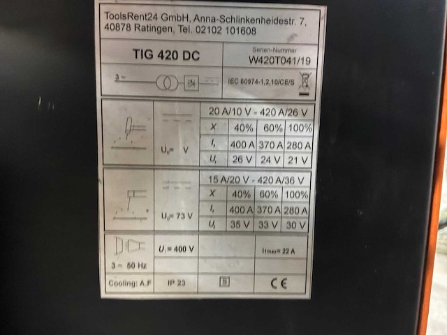 Tig 420 dc lasapparaat - afbeelding 9 van  9