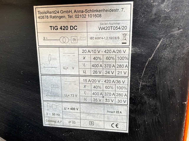Tig 420 dc tig-lasmachine - afbeelding 6 van  6