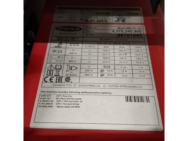 Tig lasapparaat, fronius, iwave dc 300i, 2024 - afbeelding 2 van  16