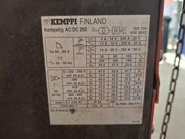Tig lasapparaat kemppi, ac/dc 250 - afbeelding 8 van  10