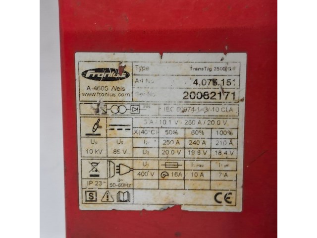 Tig stroombron fronius, transtig 2500 - afbeelding 9 van  9