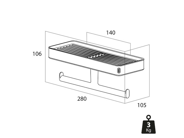 Tiger toiletrolhouder carv met planchet zwart - afbeelding 3 van  6