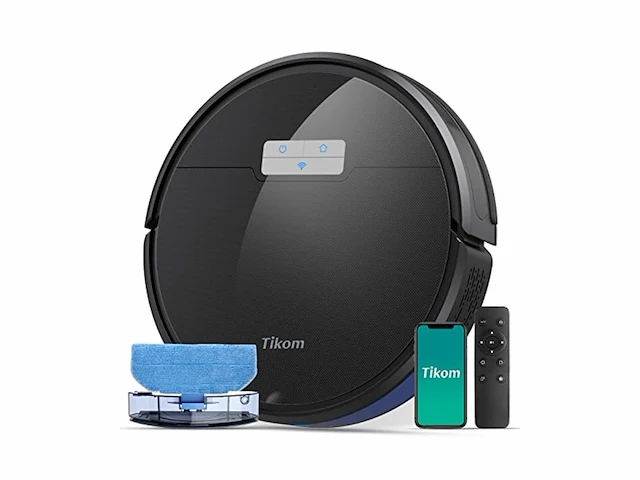 Tikom g8000 pro robotstofzuiger met dweilfunctie 4500 pa zuigkracht zelfopladend zwart - afbeelding 1 van  6
