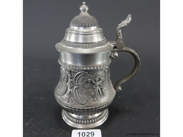 Tinnen bierkrug (ook wel bierstein genoemd) - afbeelding 1 van  5